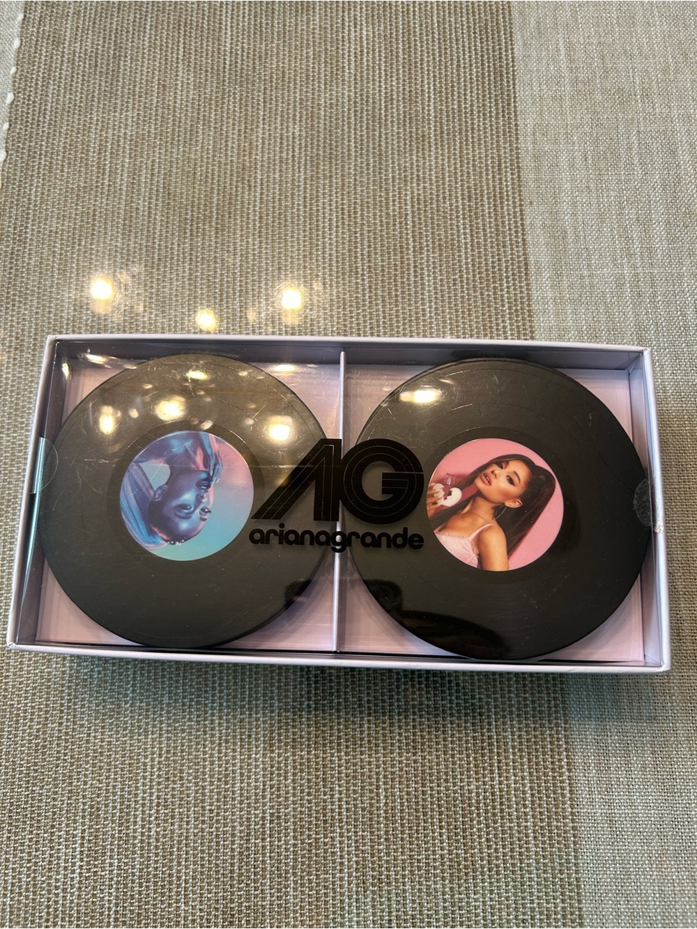 Ariana Grande Black Vinyl Record Coaster set